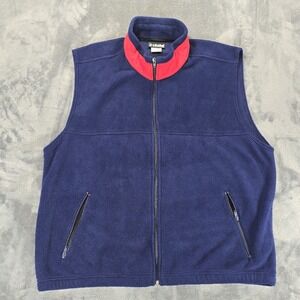 Roche Morgan Stanley Fleece Vest XXL Navy Red USA Zip Pockets Vintage